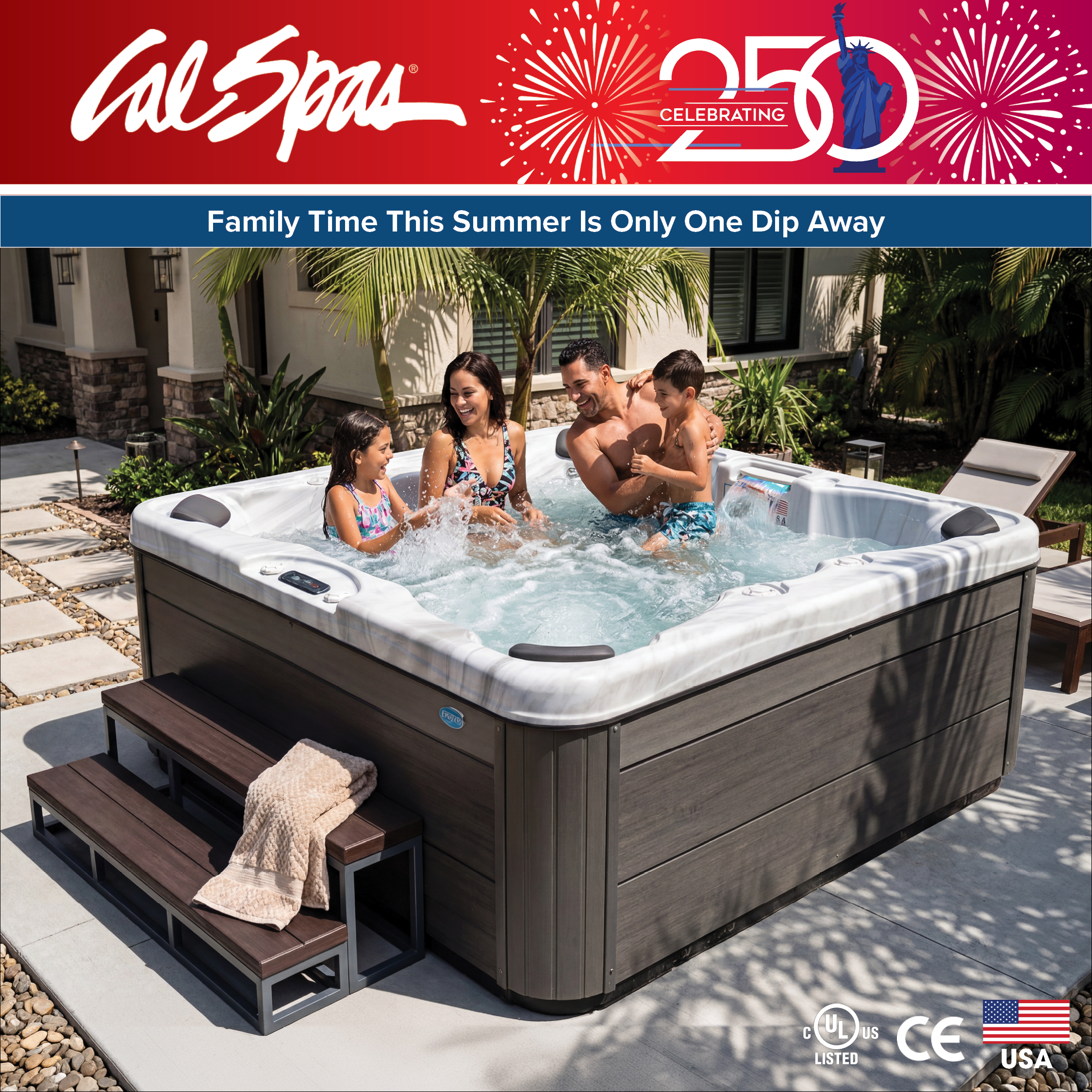 Calspas hot tub being used in a family setting - Remsenburg